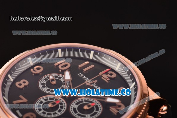Ulysse Nardin Maxi Marine Chrono Swiss Valjoux 7750-SHG Automatic Rose Gold Case with Black Dial and Arabic Numeral Markers (EF) - Click Image to Close